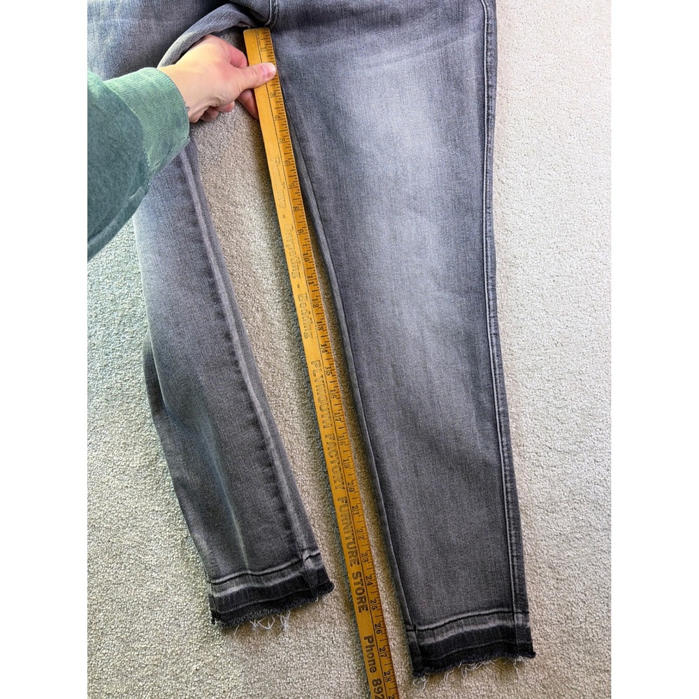 Judy Blue Skinny Jeans Women 15 (Fits 32x28) Gray High Rise Raw Hem Distressed - Picture 7 of 8